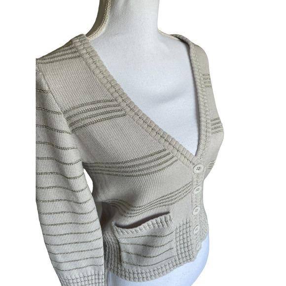 Marc by Marc Jacobs Wool Blend Cardigan Size Small Gray Silver Metal Thread - Picture 3 of 13